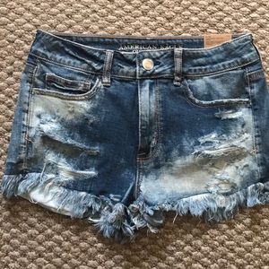 High rise denim shorts.